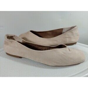 Amazon Essentials Women's Faux Suede Beige Square Toe Slip On Flats Shoes Sz 13